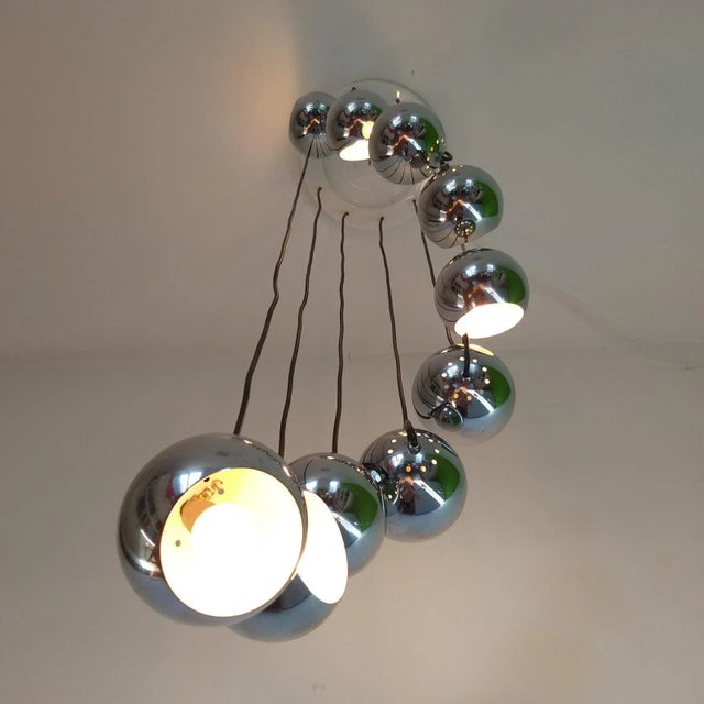 Mid-Century Italian Chrome Cascade Chandelier by Guzzini for Meblo, 1970s For Sale - Image 4 of 12