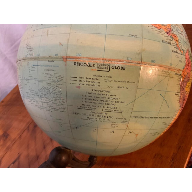 Mid 20th Century Replogle Stereo Relief Globe on Cast Iron Stand For Sale In Dallas - Image 6 of 9