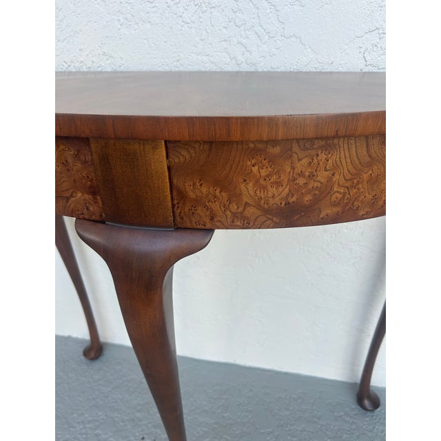 American Late 20th Century Baker Furniture Half Round Demi Lune Console Table For Sale - Image 3 of 8