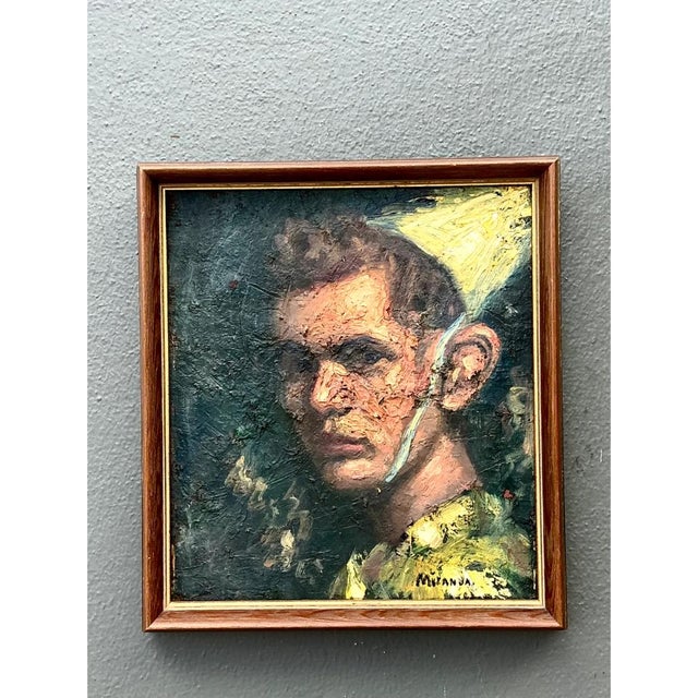 Vintage Figurative Oil Painting on Canvas For Sale In West Palm - Image 6 of 12