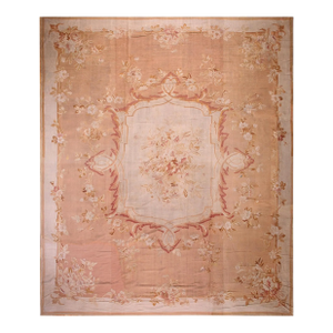 Lightly Decorated Salmon Field Antique French Aubusson Napoleon III Period