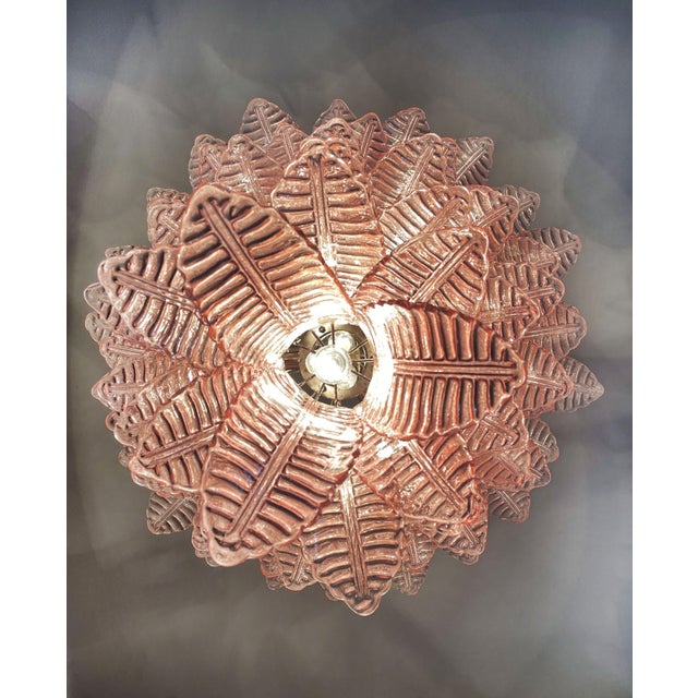 Large Italian Murano Pink Felci Glass Chandelier, 1990s For Sale - Image 11 of 18