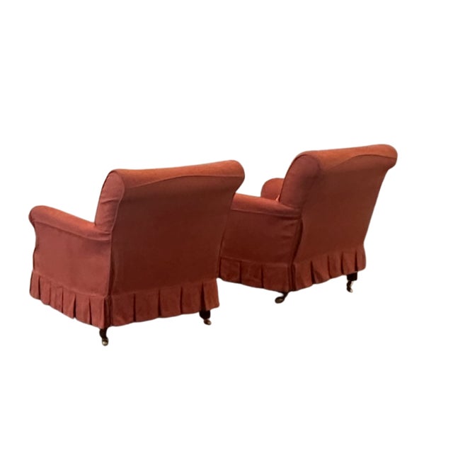George Smith LLC George Smith Study Chair - Original Paprika Linen Slipcovers - A Pair For Sale - Image 4 of 13