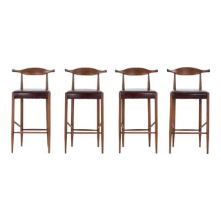 1970s Vintage Danish Modern Bow Style Counter Stools- Set of 4 For Sale