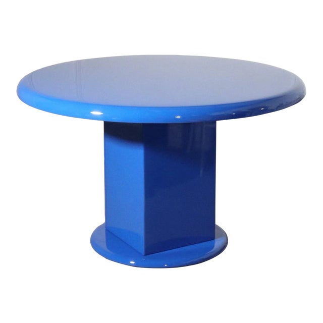 1970's Yves Klien Blue Round Pedestal Dining Table For Sale