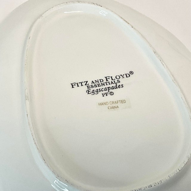 Canary Yellow 1980s Vintage Fitz & Floyd Hand Painted Easter Egg Dish. For Sale - Image 8 of 8