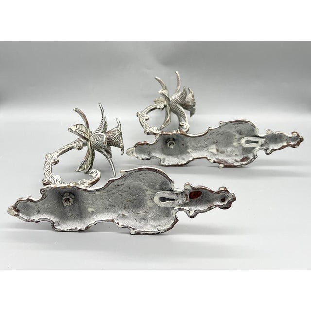 Late 20th Century 20th Century Hollywood Regency Palm Tree Metal Candle Holders - a Pair For Sale - Image 5 of 9