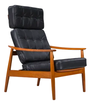 Mid-Century Modern FD 164 Armchair in Teak and Black Leather by Arne Vodder for Cado, Denmark, 1960s