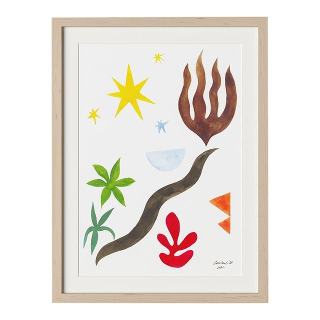Matisse Doodles by Lia Burke Libaire in Maple Frame, Small Art Print on Paper For Sale
