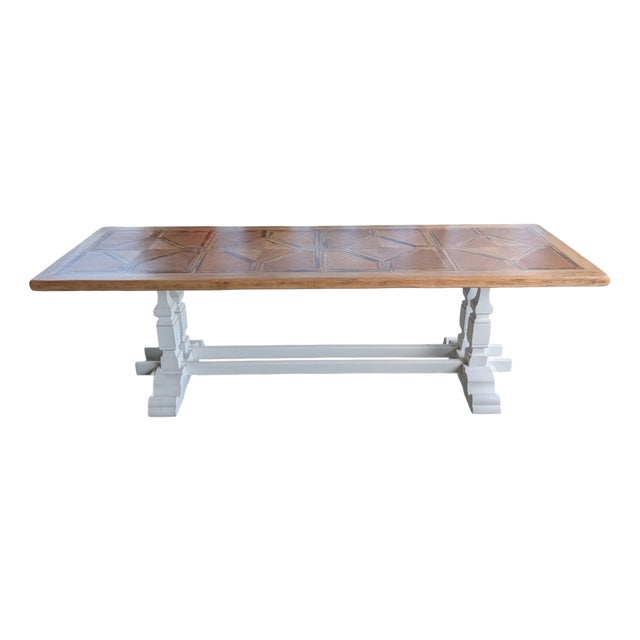 Handcrafted Table with Wood Inlays For Sale