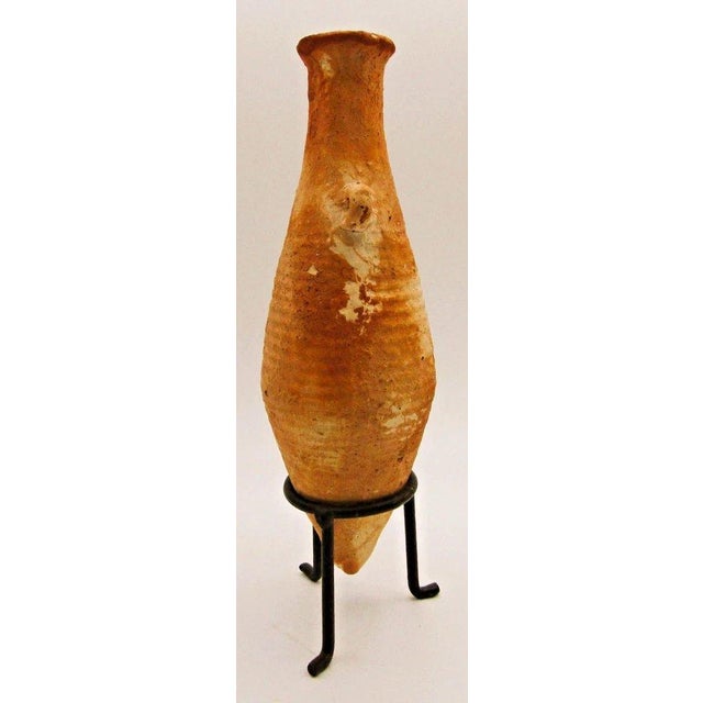 Classical Roman Ancient Terracotta Elongated Piriform Body Transport Amphora on Stand For Sale - Image 3 of 13