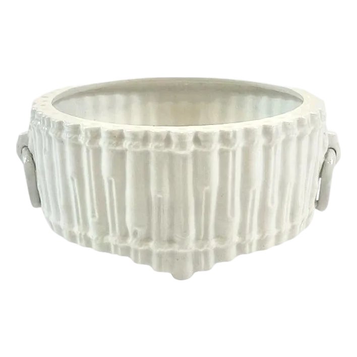 Vintage Italian White Faux Bamboo Glazed Ceramic Cache Pot / Cachepot ...