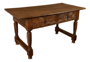 Antique 17th Century Baroque Carved Walnut Spanish Table Desk Navarre 1650