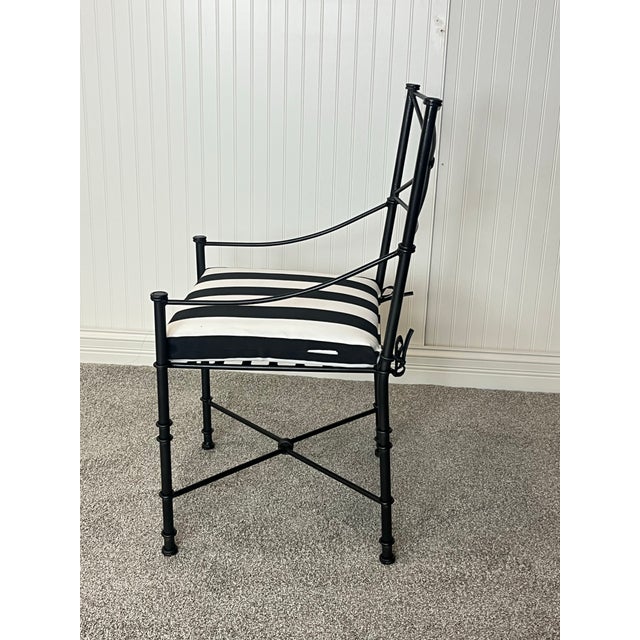 1970s Vintage Mid Century Restored Classic Giacometti Style Outdoor Dining Chairs 10 Chairs in Hammered Black Finish For Sale - Image 5 of 5