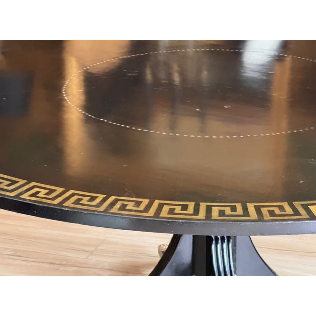 Late 19th Century English Ebonized and Gilt Decorated Single Pedestal Table For Sale - Image 9 of 10