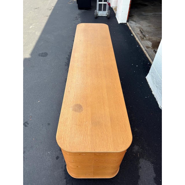 Mid-Century Modern Oak Media Console With Rounded Corners For Sale - Image 10 of 10