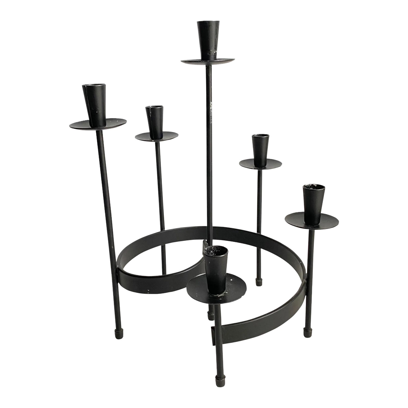 Mid Century Style Black Metal Candlestick Holder Candelabra Chairish