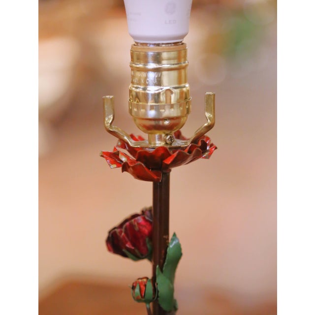 Mid-Century French Hand-Painted Figural Tole Table Lamps With Shades For Sale - Image 9 of 12