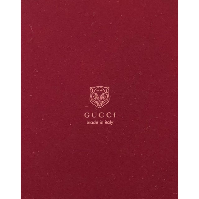 Gucci red tiger round metal plate or serving tray with burgundy velvet base / Made in Italy in 2017 Original stamp at...