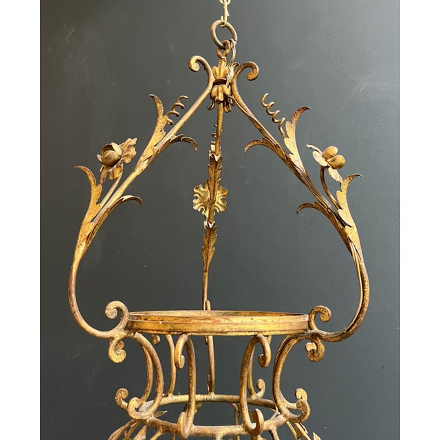 1940s 1940s Large gilded metal lantern with foliage decorations by Signe Palladio for Maison Baguès For Sale - Image 5 of 12