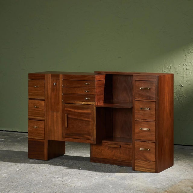 1960s Multifunctional Sideboard in Mahogany in the style of Eileen Gray, Germany For Sale - Image 5 of 13