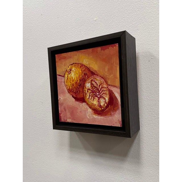 Monochromatic Orange and Scorpion by Delton Demarest | Oil on board Still life of orange and scorpion. For Sale - Image 4 of 4