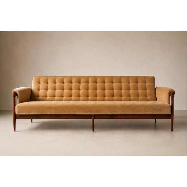 Sofa in Brazilian Rosewood and Camel Mohair by Móveis Provenzal, Brazil, 1960s For Sale - Image 4 of 17