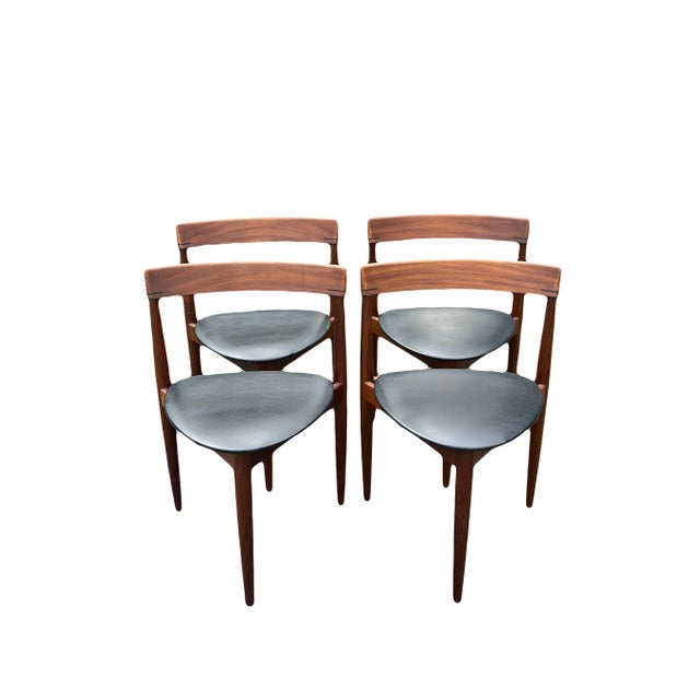 Mid-Century Modern Rare Mid 20th Century Danish Teak Hans Olsen for Frem Rojle Expanding Dining Table With 4 Triangular Nesting Chairs For Sale - Image 3 of 11
