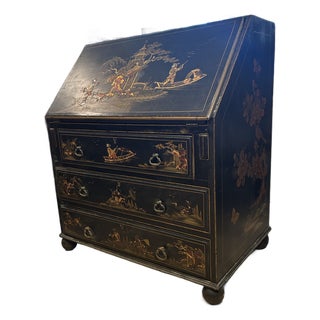 Antique English Chinoiserie Child’s Slant Front Desk. For Sale