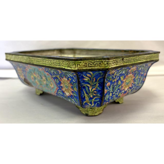 18th Century Chinese Canton Enamel Jardiniere Bonsai Container With Exquisite Decorations For Sale - Image 10 of 18