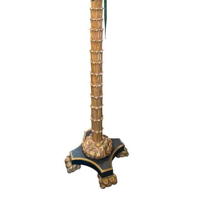 Art Deco 1990s Art Deco Style Palm Tree Giltwood Floor Lamp For Sale - Image 3 of 3