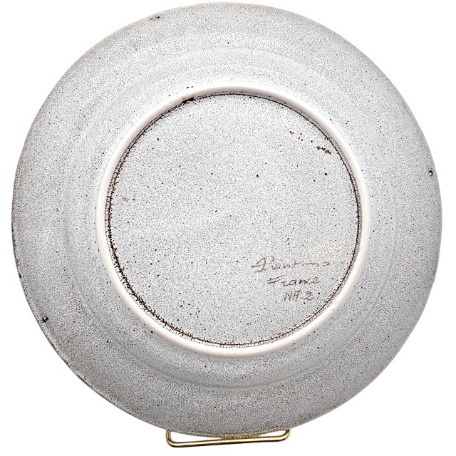 French Peint Main Studio Faience Plate With Hand-Painted Sailboat Scene For Sale - Image 10 of 11