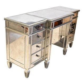 Art Deco Mirrored Desk Breakfront Form For Sale