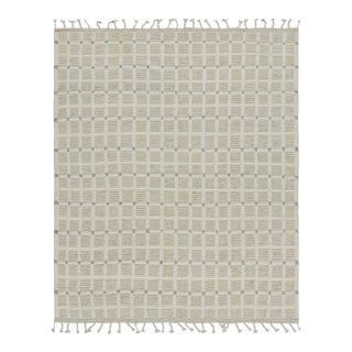 Rug & Kilim’s Modern Rug with White Cream Grid Geometric Patterns - 9x12 For Sale