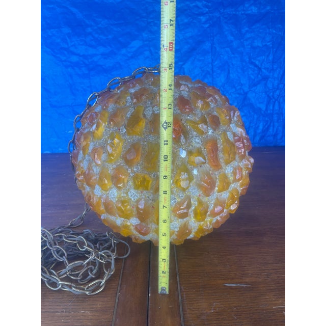 Mid Century Modern Chunky Lucite Orange Rock Candy Hanging Swag Ball 1960's For Sale - Image 4 of 12