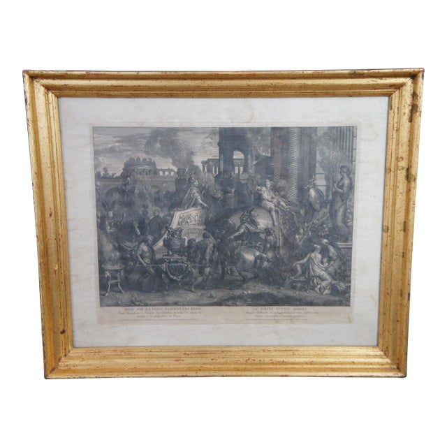Early 20th Century Trevor James Co Framed Etching Alexander Entering Babylon After Charles Le Brun For Sale
