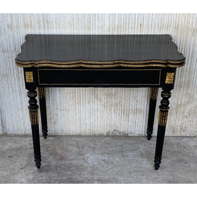 19th Century French Ebonized Folding Card Table with Bronze Mounts For Sale - Image 18 of 18