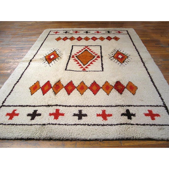 Antique Moroccan North African rug. Size: 6'8" x 10'0". Vintage Moroccan - Rabat Moroccan Knotted Berber Carpet, Circa...