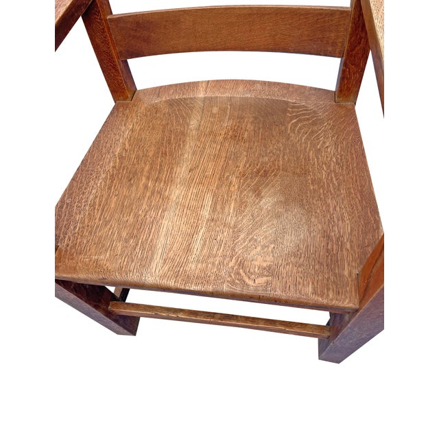 1930s Antique Mission Style Oak Side or Accent Chair For Sale - Image 5 of 7