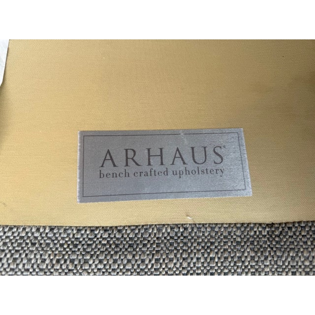 Arhaus Upholstered Gray-Blue Three-Seat Sofa With Rolled Arms For Sale - Image 14 of 16