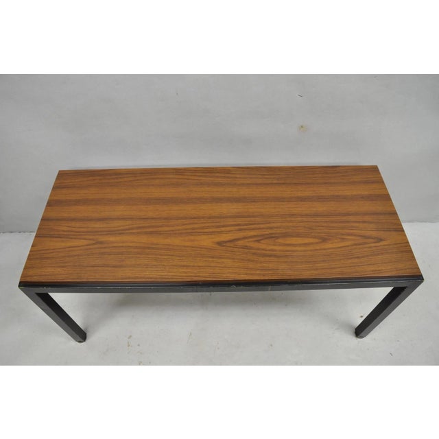 Mid-Century Modern Vintage Mid Century Modern Steel Metal & Faux Rosewood Laminate Coffee Table For Sale - Image 3 of 14