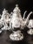 Exquisite and rare, antique, silver soldered/ silverplate, tea set/ coffee service with flower finials by Gorham Mfg Co...