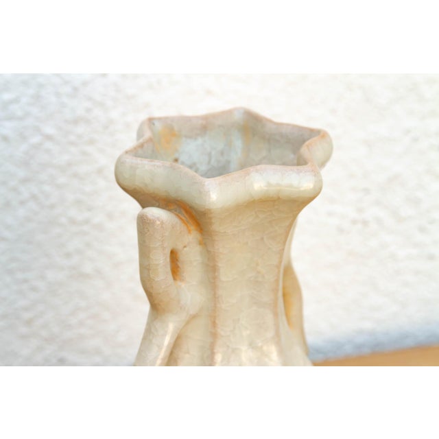 1960s Butterfly Handle Celadon Craze Vase For Sale - Image 5 of 7
