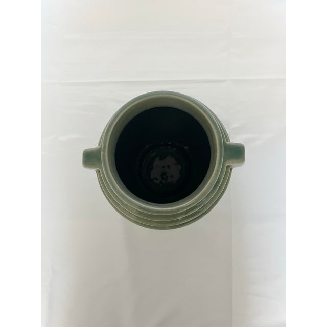 Mid-Century Modern Vintage McCoy Brutalist Aqua Drip-Glaze Vase For Sale - Image 3 of 10