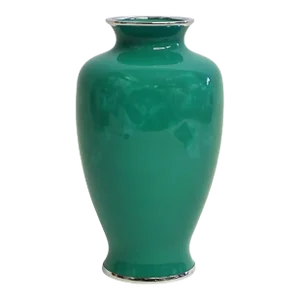 Signed Ando Jubei Green Baluster Cloisonne Vase 7.5"