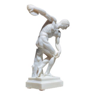 20th Century Neoclassical Sculpture Of An Olympian Disc-Thrower For Sale