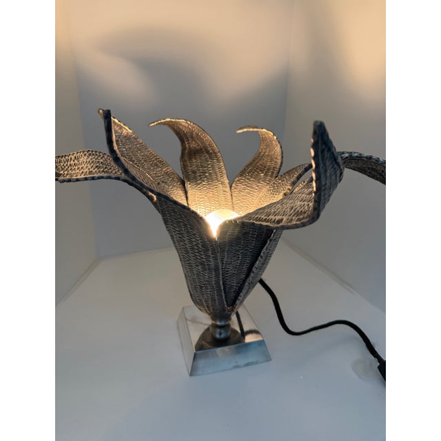 Contemporary Arteriors Home Sculptural Silver Table Lamp For Sale - Image 6 of 11