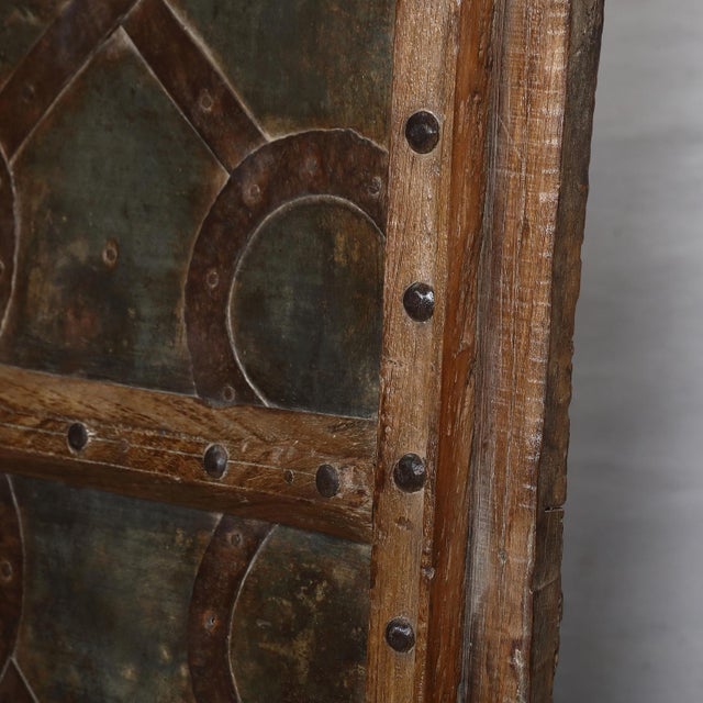 Indian Antique Indian Carved Teakwood and Iron Door, 19th C. For Sale - Image 3 of 6