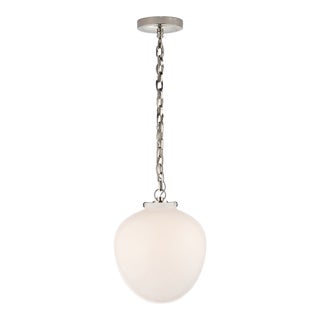 Thomas O'Brien for Visual Comfort Signature Katie Acorn Pendant in Polished Nickel with White Glass For Sale