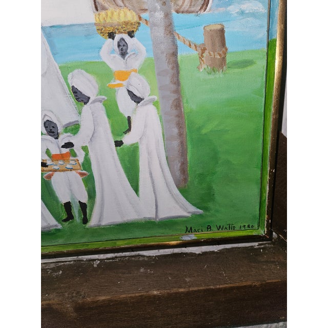 Rare Folk Art Painting of Procession on the Nile by Mari Boies Watts From Oldwick Nj For Sale In Philadelphia - Image 6 of 9